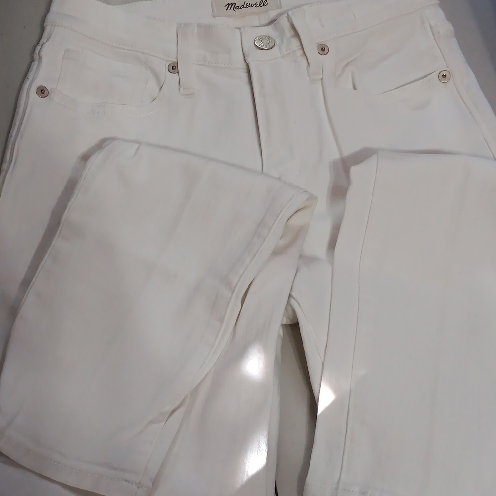 Womens Madewell size 25 9" high riser skinny skinny white jeans